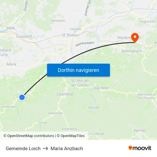 Gemeinde Loich to Maria Anzbach map