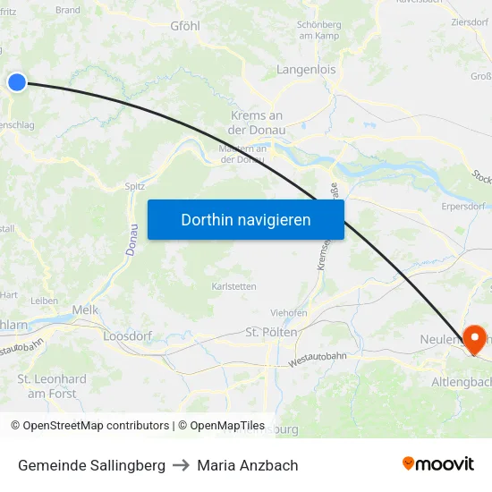 Gemeinde Sallingberg to Maria Anzbach map
