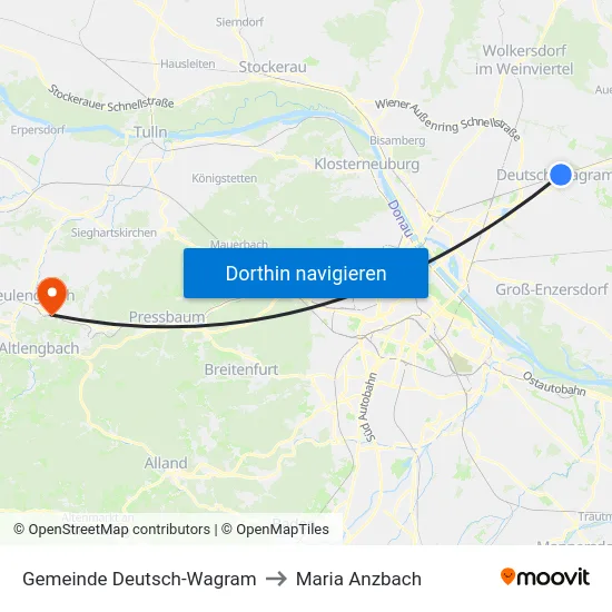 Gemeinde Deutsch-Wagram to Maria Anzbach map