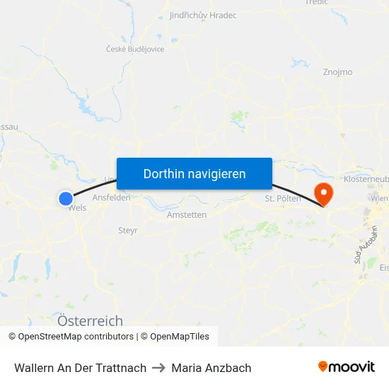 Wallern An Der Trattnach to Maria Anzbach map