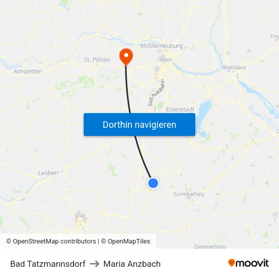 Bad Tatzmannsdorf to Maria Anzbach map