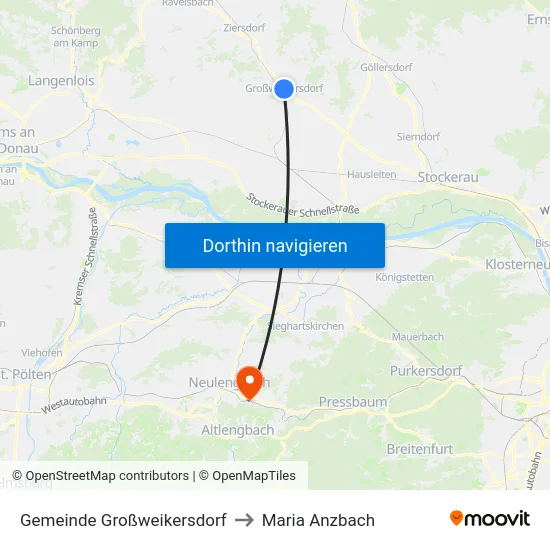 Gemeinde Großweikersdorf to Maria Anzbach map