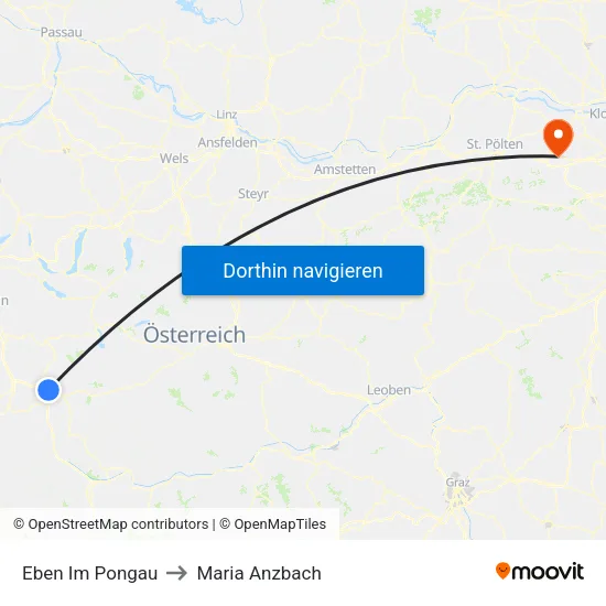 Eben Im Pongau to Maria Anzbach map