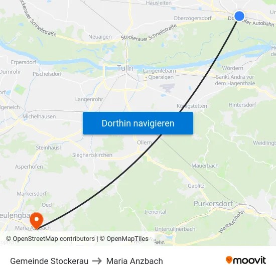 Gemeinde Stockerau to Maria Anzbach map