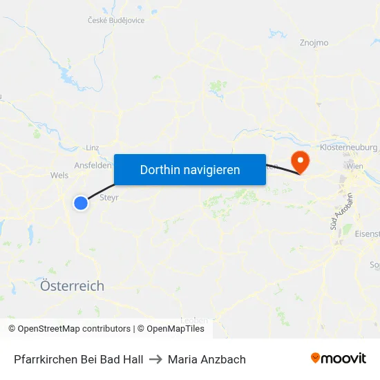 Pfarrkirchen Bei Bad Hall to Maria Anzbach map