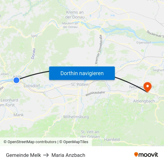 Gemeinde Melk to Maria Anzbach map
