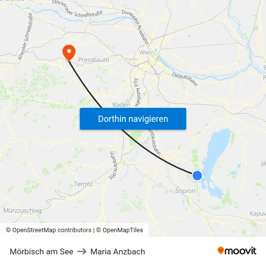 Mörbisch am See to Maria Anzbach map