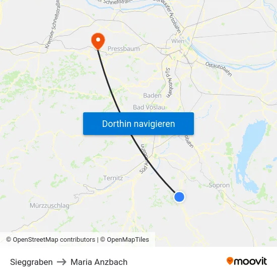 Sieggraben to Maria Anzbach map