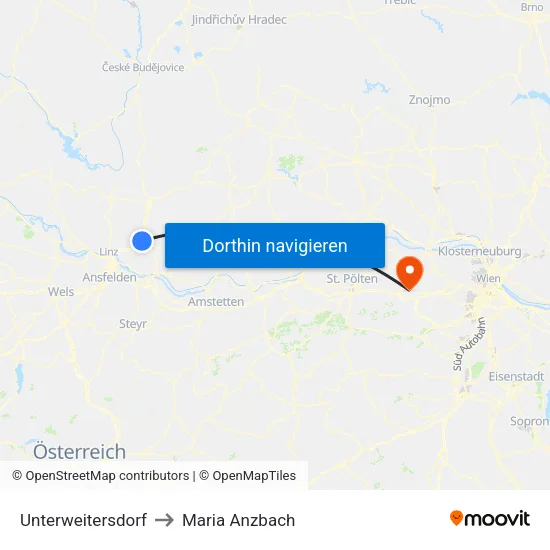 Unterweitersdorf to Maria Anzbach map