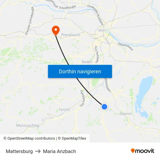 Mattersburg to Maria Anzbach map