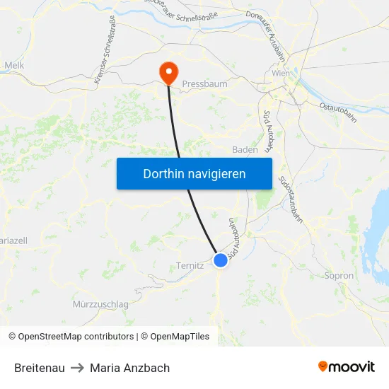 Breitenau to Maria Anzbach map