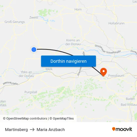 Martinsberg to Maria Anzbach map