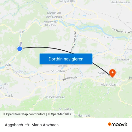 Aggsbach to Maria Anzbach map