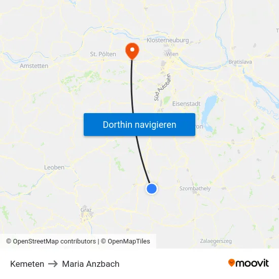 Kemeten to Maria Anzbach map