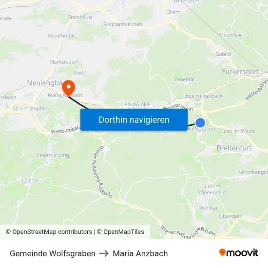 Gemeinde Wolfsgraben to Maria Anzbach map