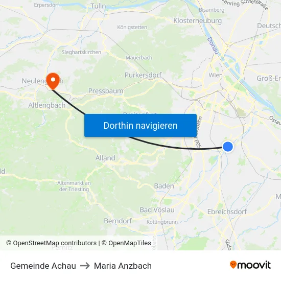 Gemeinde Achau to Maria Anzbach map
