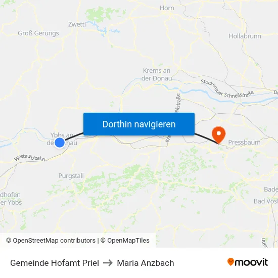 Gemeinde Hofamt Priel to Maria Anzbach map