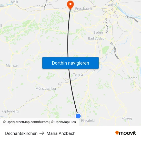 Dechantskirchen to Maria Anzbach map