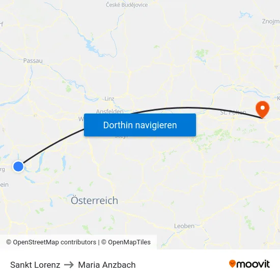 Sankt Lorenz to Maria Anzbach map
