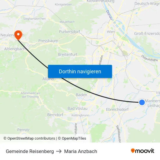 Gemeinde Reisenberg to Maria Anzbach map