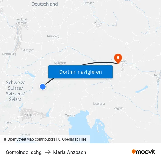 Gemeinde Ischgl to Maria Anzbach map