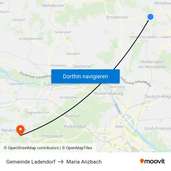 Gemeinde Ladendorf to Maria Anzbach map