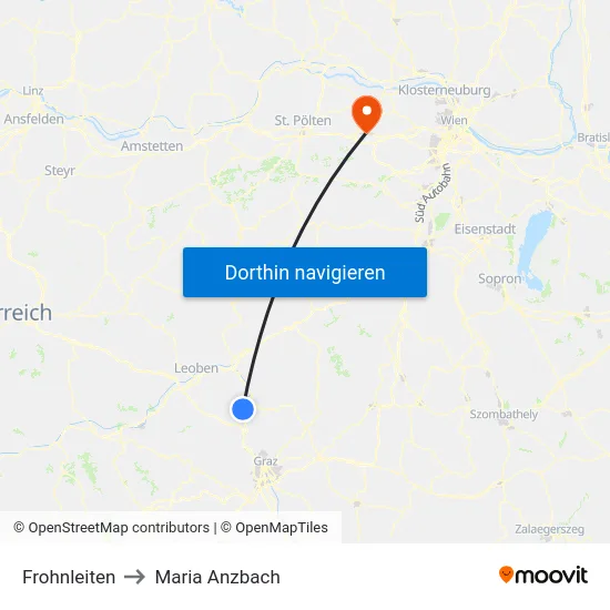 Frohnleiten to Maria Anzbach map