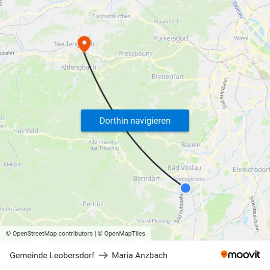 Gemeinde Leobersdorf to Maria Anzbach map