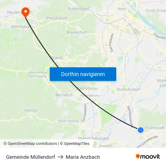 Gemeinde Müllendorf to Maria Anzbach map