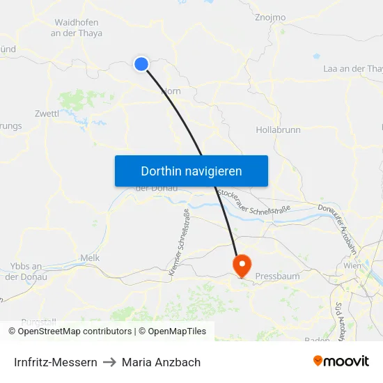 Irnfritz-Messern to Maria Anzbach map