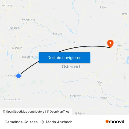 Gemeinde Kolsass to Maria Anzbach map