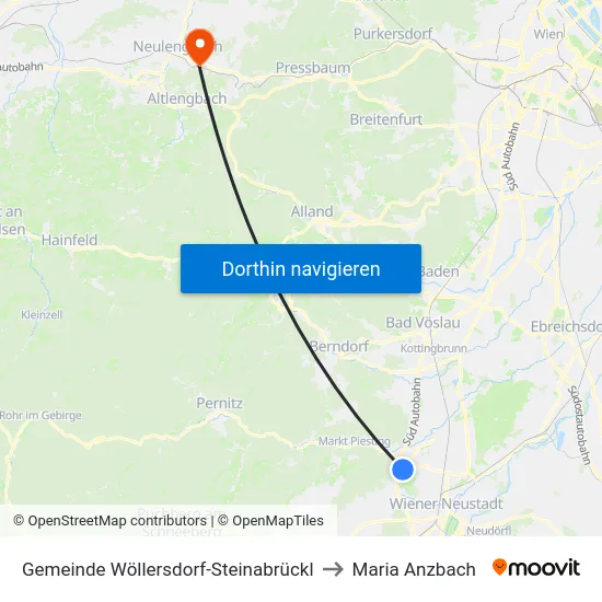 Gemeinde Wöllersdorf-Steinabrückl to Maria Anzbach map
