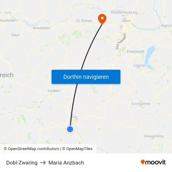 Dobl-Zwaring to Maria Anzbach map