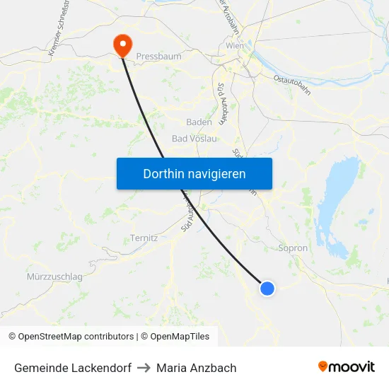 Gemeinde Lackendorf to Maria Anzbach map