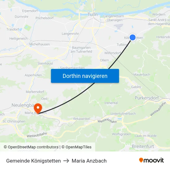 Gemeinde Königstetten to Maria Anzbach map
