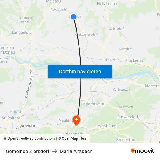 Gemeinde Ziersdorf to Maria Anzbach map