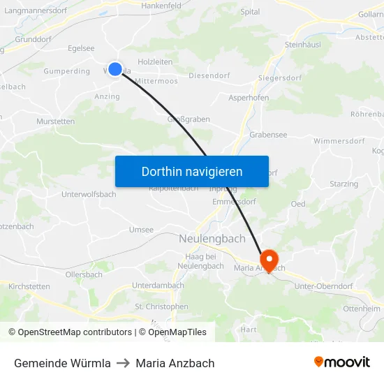 Gemeinde Würmla to Maria Anzbach map