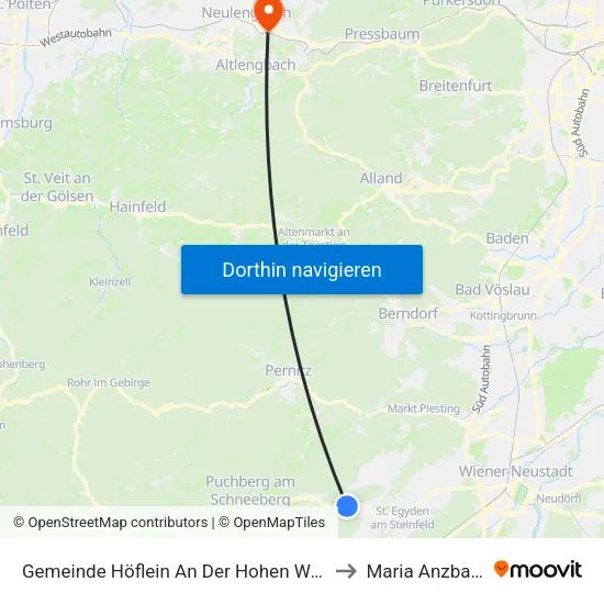 Gemeinde Höflein An Der Hohen Wand to Maria Anzbach map