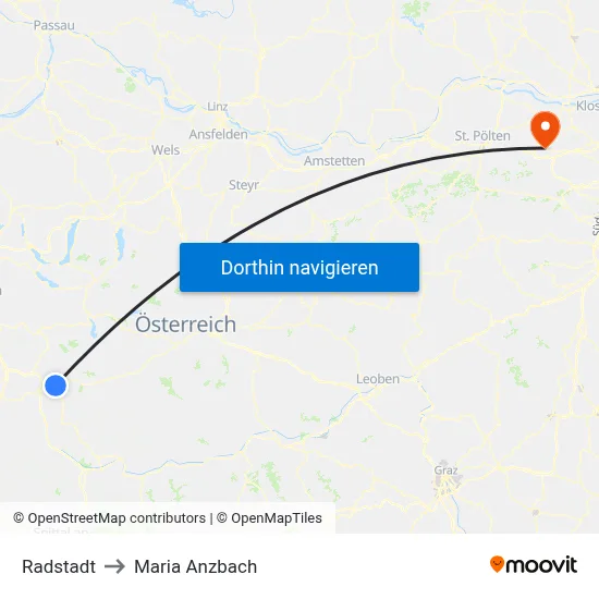 Radstadt to Maria Anzbach map