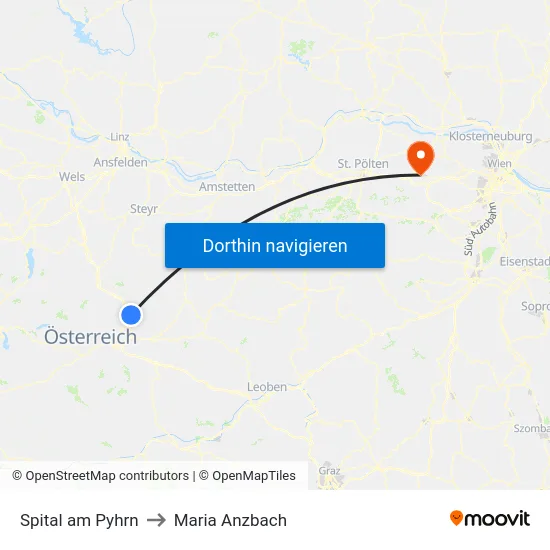 Spital am Pyhrn to Maria Anzbach map