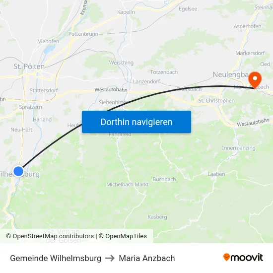 Gemeinde Wilhelmsburg to Maria Anzbach map
