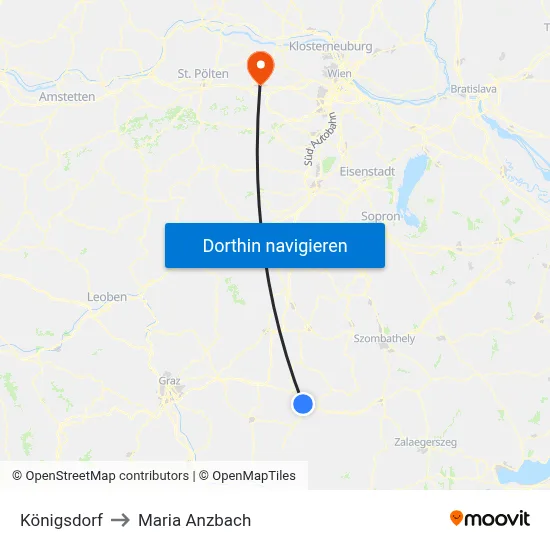 Königsdorf to Maria Anzbach map