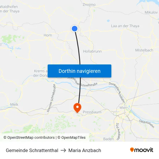 Gemeinde Schrattenthal to Maria Anzbach map