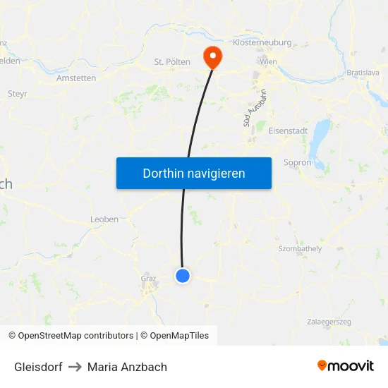 Gleisdorf to Maria Anzbach map
