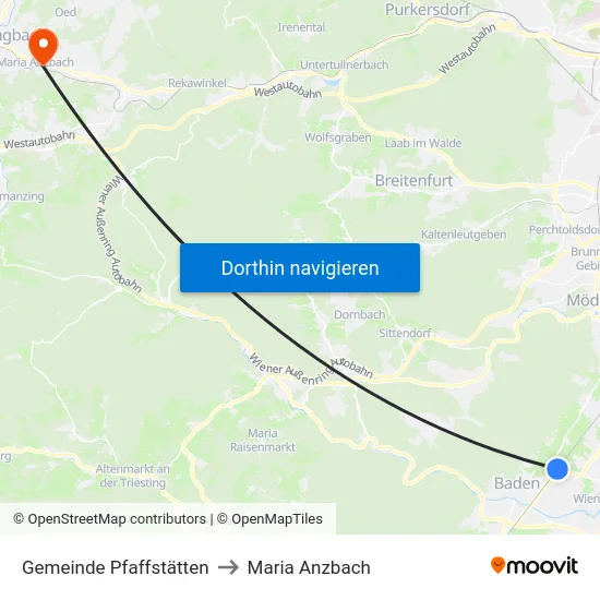 Gemeinde Pfaffstätten to Maria Anzbach map