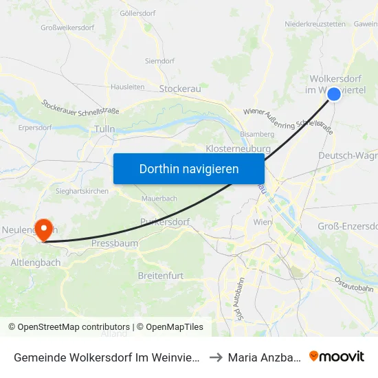 Gemeinde Wolkersdorf Im Weinviertel to Maria Anzbach map