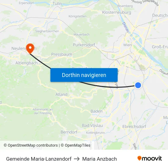 Gemeinde Maria-Lanzendorf to Maria Anzbach map