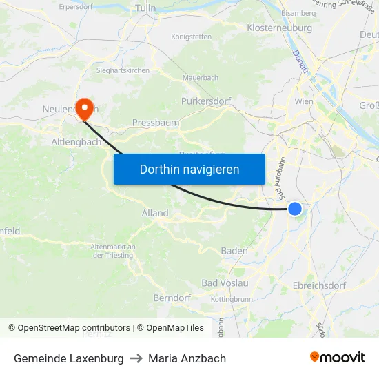 Gemeinde Laxenburg to Maria Anzbach map