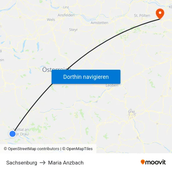 Sachsenburg to Maria Anzbach map