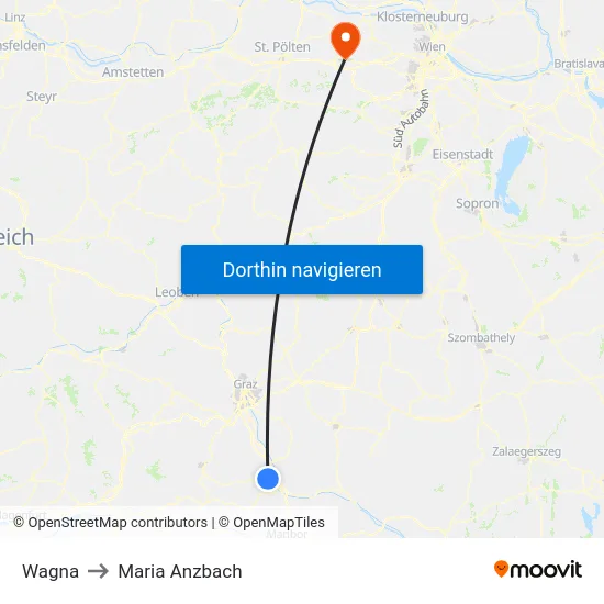 Wagna to Maria Anzbach map